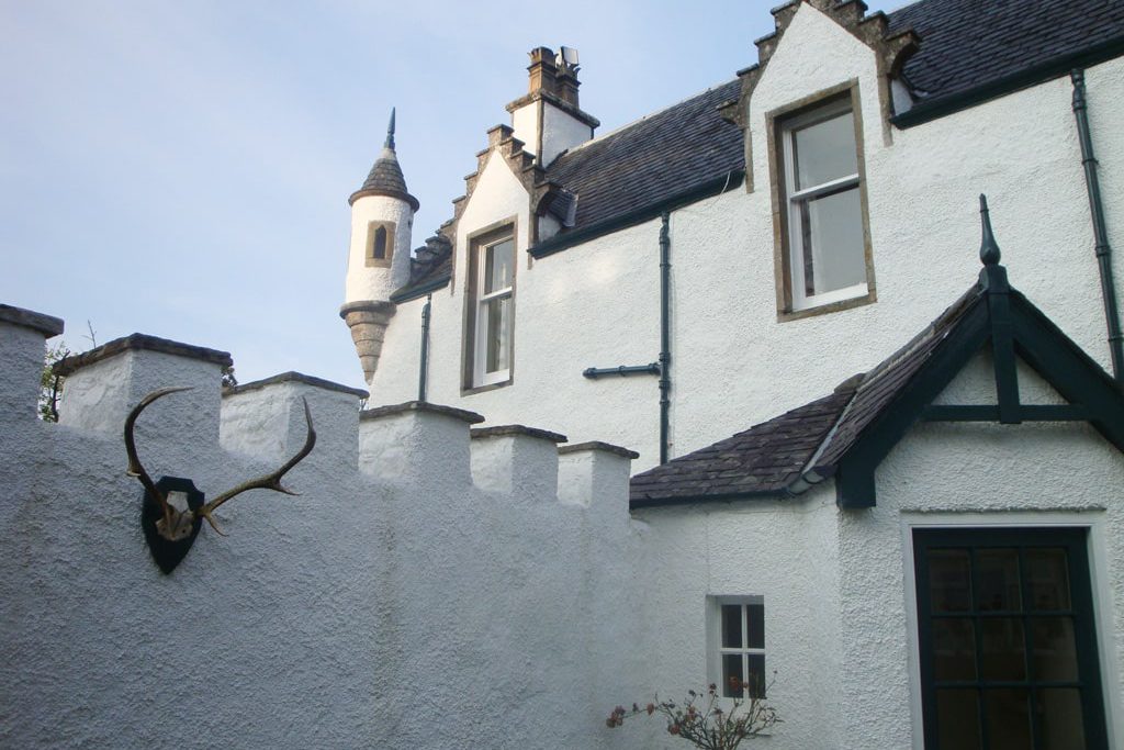 Exterior detail of Letterewe lodge resort in Scotland