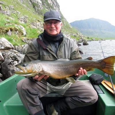 Fishing on loch Fionn for wild brown trout